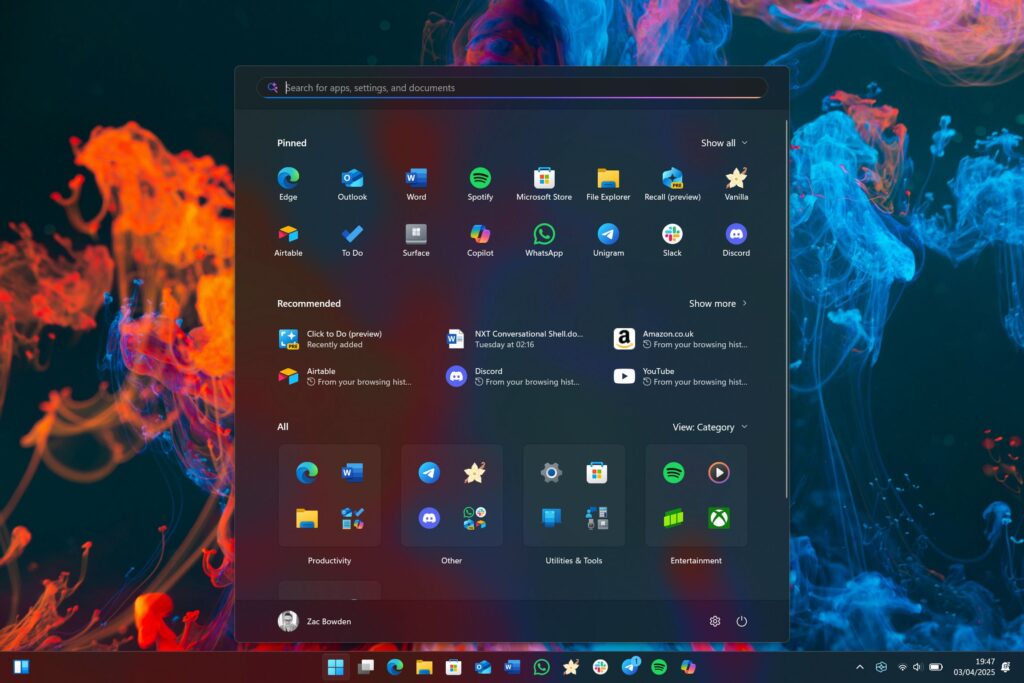 Microsoft-Windows 11-Start Menu-Conceptual Design-Customization