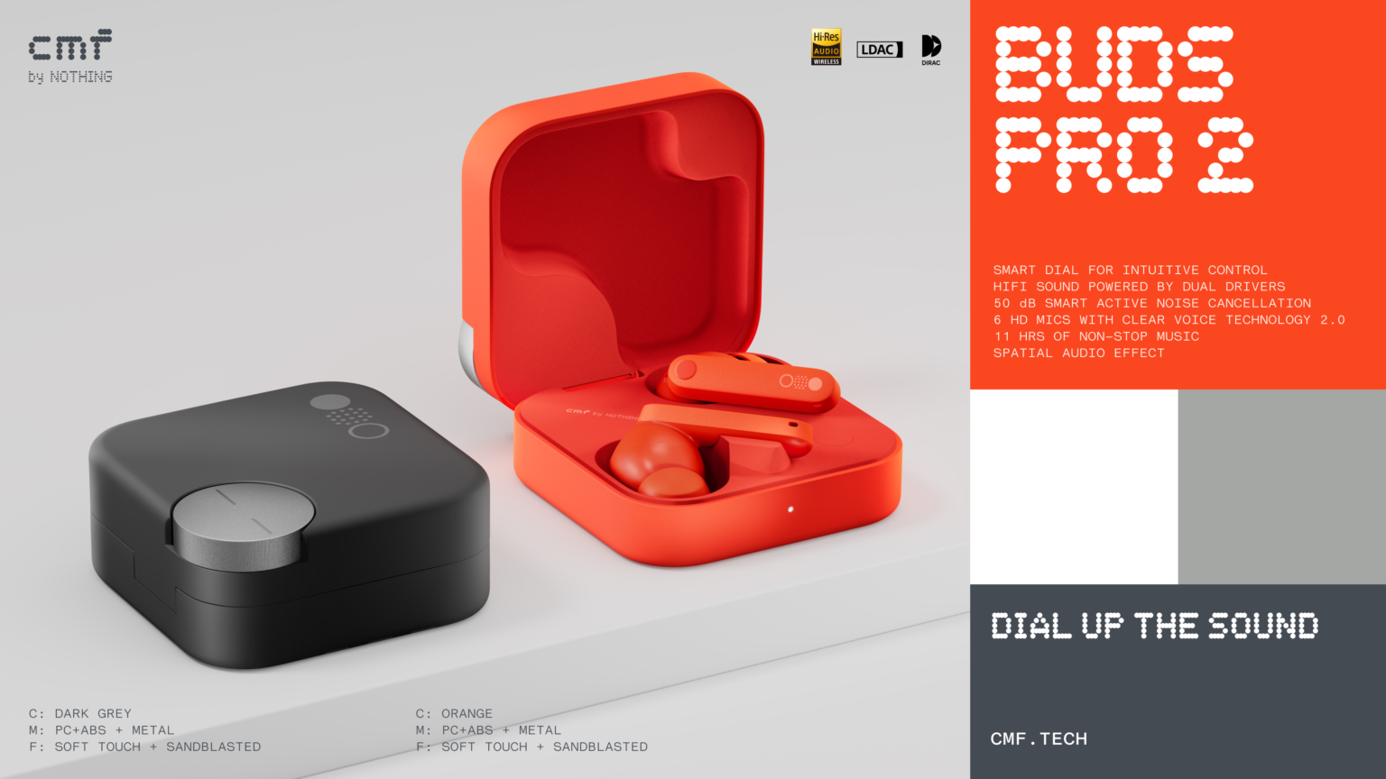 CMF Buds 2-Nothing earbuds-wireless earphones-noise cancellation-11mm driver-spatial sound-long battery life